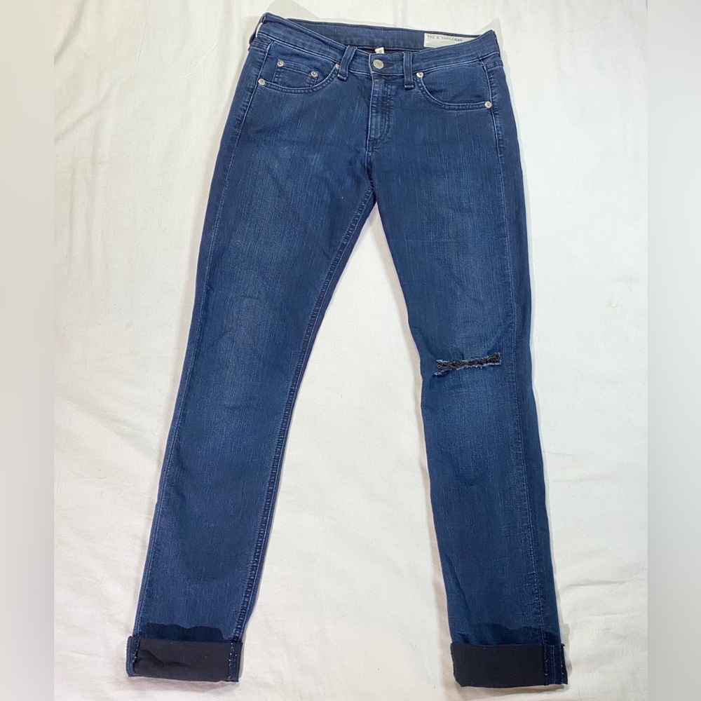 Rag & Bone Bedford Skinny Jeans Women's Size 27 Blue Denim Dark Wash cuffed